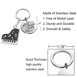 BNQL Piano Keychains Piano Gifts for Music Lovers Women Men Piano Teacher Student Gifts for Musician Musical Piano Key Rings, Black Piano Keychains, Large