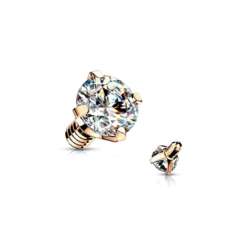 3 Pc 14G CZ Gold Yellow Gold Prong Set Dermal