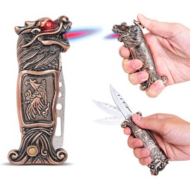 Lighter, Windproof Dragon Gas Lighter, Cool Design for Gift, Exquisite Packaging, Refillable Butane Lighters, Suitable for Festivals, Birthdays, Gifts for Men (Tap)