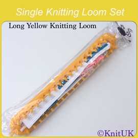 KnitUK Long Yellow Knitting Loom (36cm): 38 pegs + 38 Pink Extra pegs.