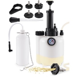 FAITIO 3L Brake Fluid Bleeder Kit w/ 1L Catch Bottle, Pressure Brake Bleeding Tool, Manual Power Bleeder Pump for Flush Brakes and Clutch Systems, Includes 43.5/45/49.5/50.7mm Master Cylinders Caps