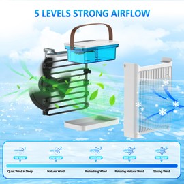 Portable Air Cooler with 5 Speeds & 4 Modes, Evaporative Cooling Fan with 7L Water Tank, 6H Timer, Remote Control for Home Office Bedroom Indoor Use