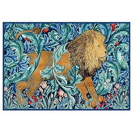 Orenco Originals Arts Crafts Lion in Blue Hues William Morris Design Counted Cross Stitch Pattern