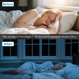 Total Blackout Window Privacy Film，100% Light Blocking PET Film,Room Darkening Privacy Film with 3 Tools, UV Block & Heat Control Window Tint for Home, Hurricane Proof Film(Total Black 17.5" x 78.7")