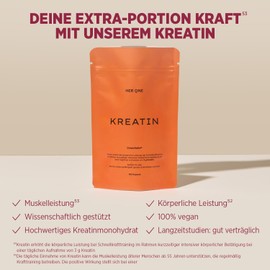 HER ONE KREATIN | Kreatin Kapseln hochdosiert mit Creavitalis® | Creatin Monohydrat für Frauen | Muskelaufbau & körperliche Leistung | Supplements Frauen | 100 % Vegan & Glutenfrei | 120 Kapseln