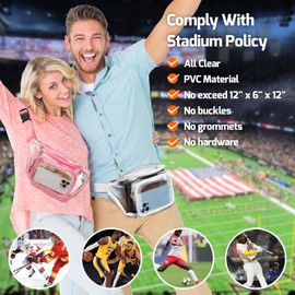Veckle 2 Pack Clear Fanny Pack Stadium Approved - Adjustable Belt Bag for Women Men Fits Sport Events, Travel, Beach, Concerts, Stadium Waist Bag, White + Pink