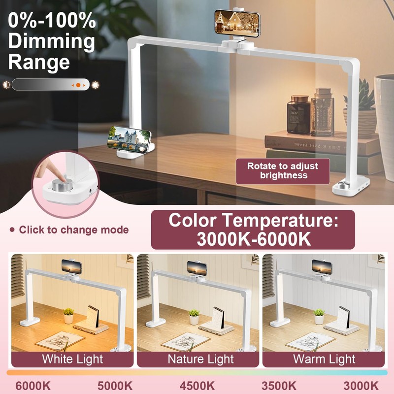 iVict Nail Desk Lamp, 34" Nails Tech Light with Phone