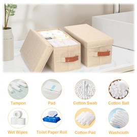 Dawutian 2PCS Tampon Holder for Bathroom, Shark Week Tampon Storage with Lid, Adjustable Divider Pad and Tampon Organizer for Bathroom ,Lady Stuff Organizer,Bathroom Accessories Decor Box(Beige)