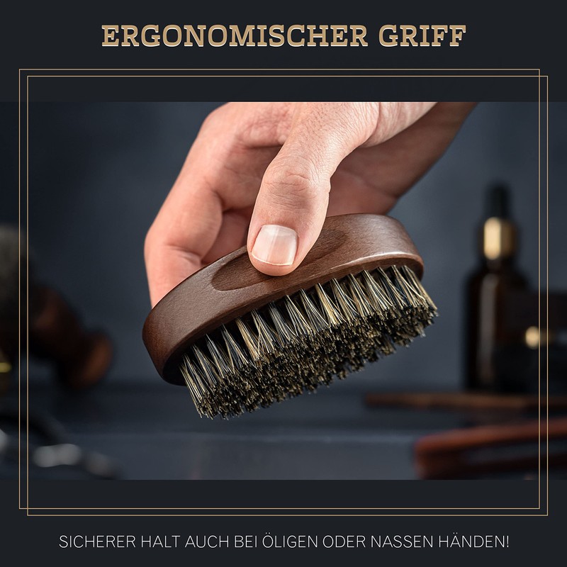 lampox Boar Bristle Beard Brush Oval Medium to Thick Beard