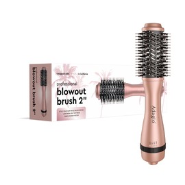 Adagio California Blowout Brush: 2-in-1 Hot Air Brush Styler and Dryer - Negative Ion Round Brush - Hair Dryer Brush with Straightener Function - Hair Styling Tools for Women… (2-inch, Rose Gold)