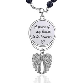 Memorial Car Charm Sympathy Gifts for Loss of Loved one, Keep Making Her Proud Ornament Hanging Rear View Mirror Accessories Grief Bereavement Sympathy Gift (A Piece of My Heart is in Heaven-Silver)