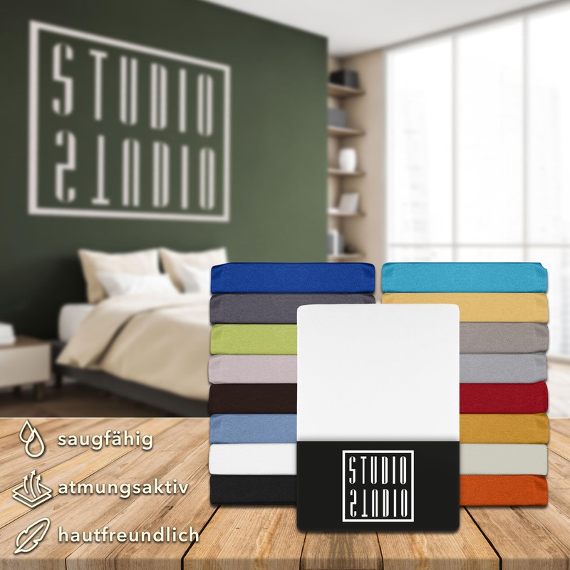 Studio Basic Fitted Sheet 160 x 200 cm, 100% Combed