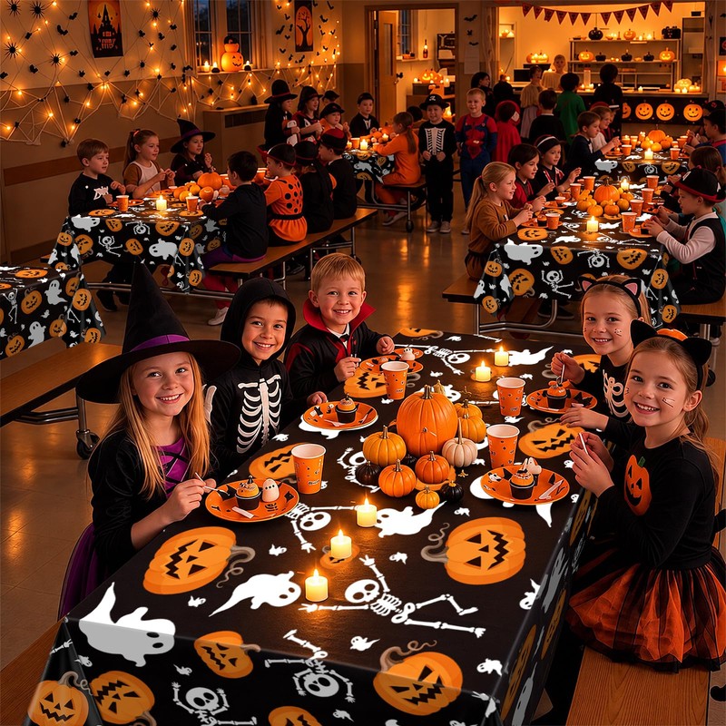 3Pack Halloween Tablecloth 54 x 108 Inch Black Halloween Table