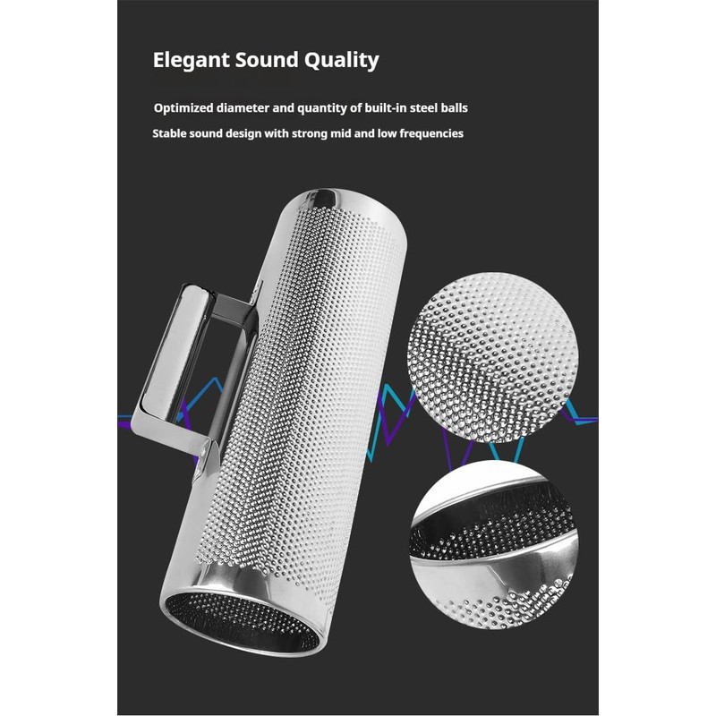 Stainless Steel Guiro 8" Percussion Instrument with Scraper, Professional Metal