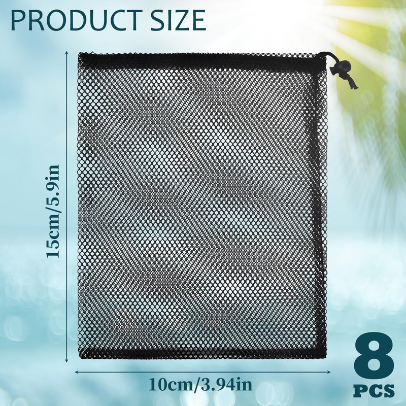 SUBTAVIK Drawstring Mesh Bags, Large Mesh Drawstring Storage Bags, Black