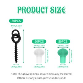 Bezavea 50 pieces screw baits with 100 pieces hook stops,Hook Stops Rubber Shank Beads,Screws Carp Stops Bait Screw Rings,Fishing Bait Screws,Bait Screws Set,for Carp Fishing