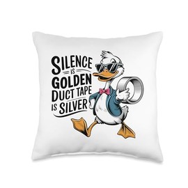 Sarcastic Duck Funny Introvert Duct Tape Antisocial Attitude Throw Pillow