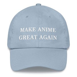Make Anime Great Again Hat (Embroidered Dad Cap) Hand Drawn Animation, Japanese Cartoon Fan Gift Light Blue