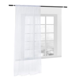 Laneetal Transparent Curtain with Ruffle Tape, 1 Piece Window Curtain Made of Voile in White, 140 x 175 cm, Window Curtain for Bedroom, Children's Room, Kitchen Curtain, Decorative Curtain