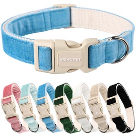 ARING PET Dog Collar-Adjustable Cotton Small Dog Collars, Lightweight Comfortable Blue Pet Collars with Quick Release Buckle for Small Medium Large Dog