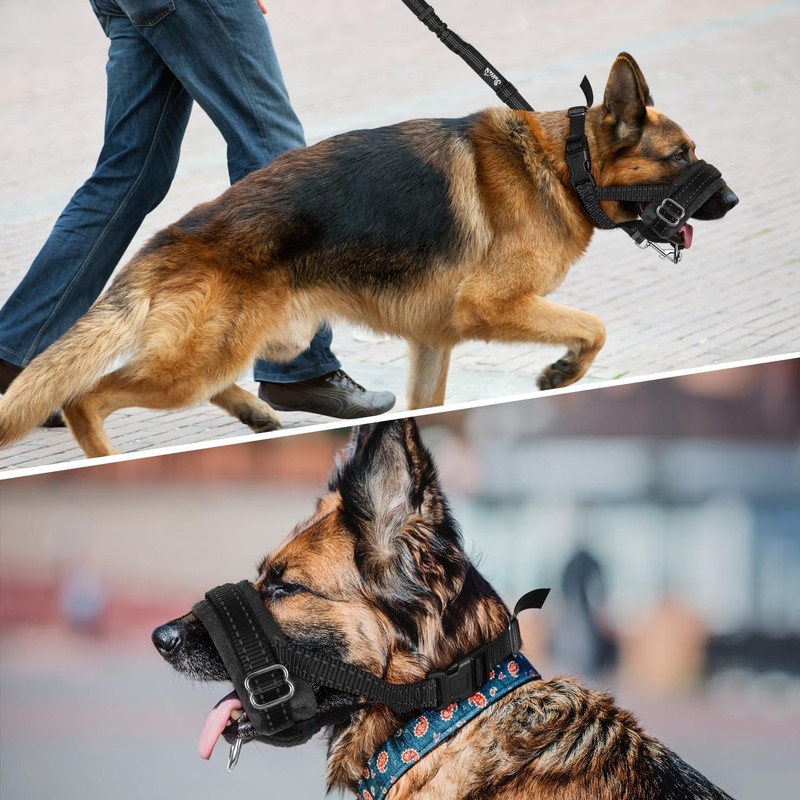 SlowTon Bozal para Perro Grande, Transpirable con Correa Conexión Ajustable