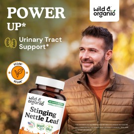 Wild & Organic Stinging Nettle Leaf Capsules 1000 mg - Stinging Nettle Herb for Urinary Support - 120 Urtica Dioica Extract Capsules - 60 Days Supply - Vegan, Non-GMO, Gluten-Free, No Fillers