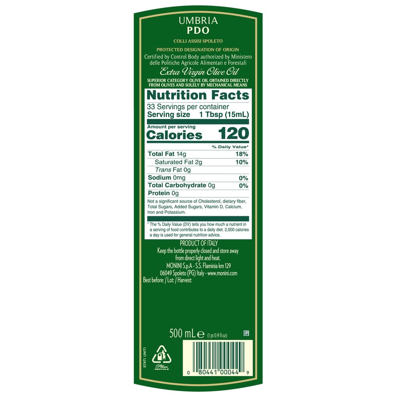 Monini Dop Umbria Extra Virgin Olive Oil, 16.9 oz