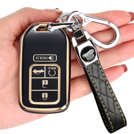 for Honda Key Fob Cover - Key Fob Case Shell Cover Holder for Honda Accord Civic CRV Pilot Odyssey Soft TPU Full Cover Protection Smart Key Keyless Remote Key Fob Cover for Honda Black