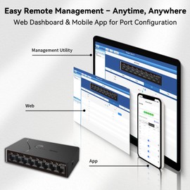 8 Port Gigabit Switch, Easy Smart Managed Ethernet Switch, Vlan, QoS, Ethernet Splitter, Network Hub, Sturdy Metal, Desktop or Wall Mount