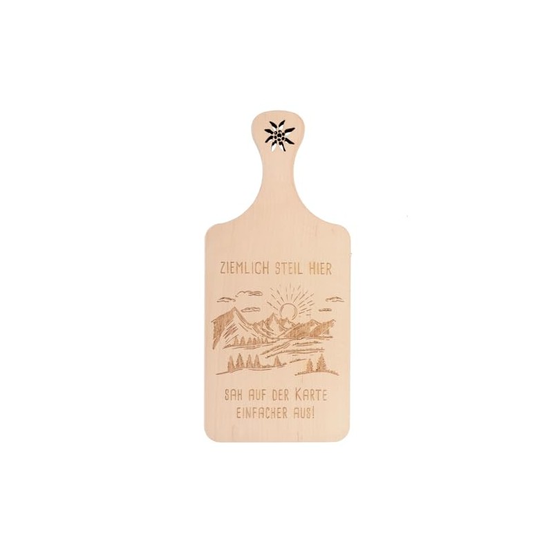 Spruchreif Alder board with handle, breakfast board with engraving, chopping