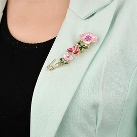 Flower Brooch Pins Sweater Shawl Brooch Anti Exposure Neckline Safety Pin Rhinestone Brooch Pins for Women Birthday Wedding Party Accessory Jewelry Present,1Piece