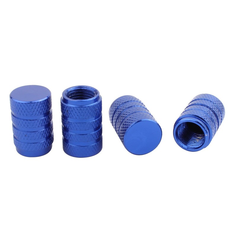 TOMALL Round Tyre Valve Caps Chrome Blue for Car Wheel