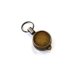 Japanese String Button Trade Key Chain, Mini Reel Key Holder, W1.8 x H0.8 x D0.4 inches (45 x 21 x 10 mm), antique, gold, S