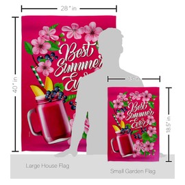 Ornament Collection Summer Smoothie Garden House Flag Kit Fun in The Sun Beach Pool Luau Tropical Party Season Outdoor Summertime Sunny Decoration Banner Small Yard Gift Double-Sided, Made in USA