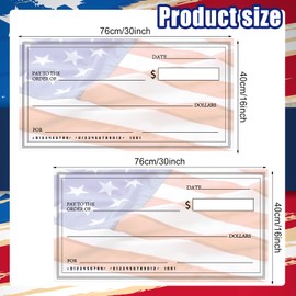Giant Check 2 Pieces False Big Check 30 x 16 Inch Fake Checks Large Blank Presentation Check Oversized Checks for Presentation Paper Giant Fake Novelty Checks for Donations Fundraisers Awards Prizes