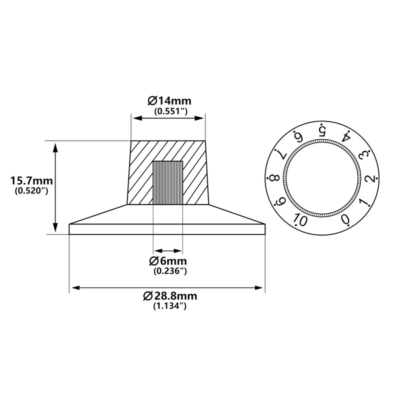 Banworks Guitar Control Knobs Metric 18-Spline 2 Tone 2 Volume