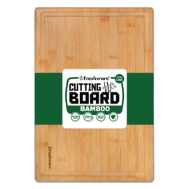 Bamboo Cutting Boards for Kitchen with Juice Groove [Extra-Large] Wood Cutting Board for Chopping Meat, Vegetables, Fruits, Cheese, Knife Friendly Serving Tray with Handles, 18 x 12.5-inch