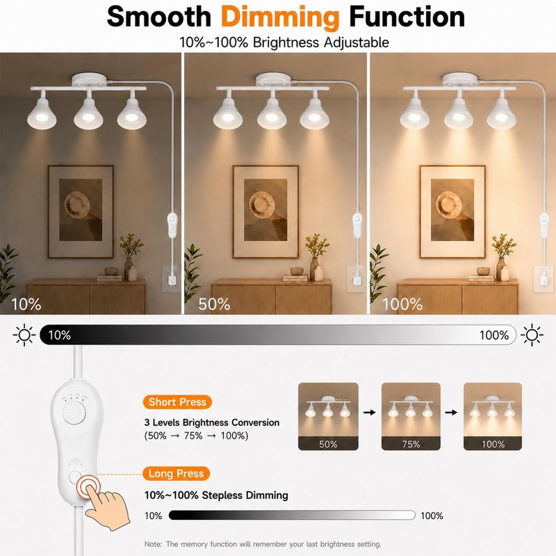 vivihobb 3 Light Plug in Track Lighting Kit,Modern Plug in