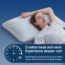 Shredded Memory Foam Cooling Soft Bamboo Viscose Pillow King Size, Adjustable Hypoallergenic Hotel Quality Bed Pillow for Side, Stomach and Back Sleeper, Oeko-TEX Certified