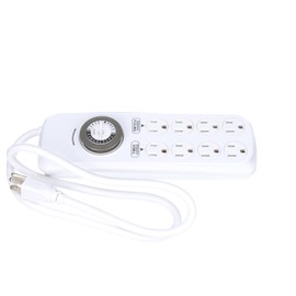 Woods 22575WD Indoor 8-Outlet Power Strip with Built-In Mechanical Timer; 8 Grounded Outlets