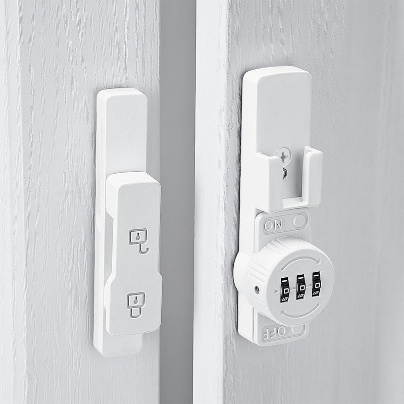 INIRET White 180 Degree Barn Door Lock,Mechanical Password Lock,Flip Latch