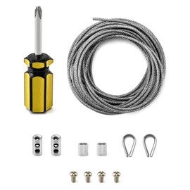 QWORK QWORK? Garden Wire 6M/2mm Stainless Steel Metal Cable Wire Rope Kit, M2 Crimping Loop,M2 Thimbles for Garden Wire,Cable Railing