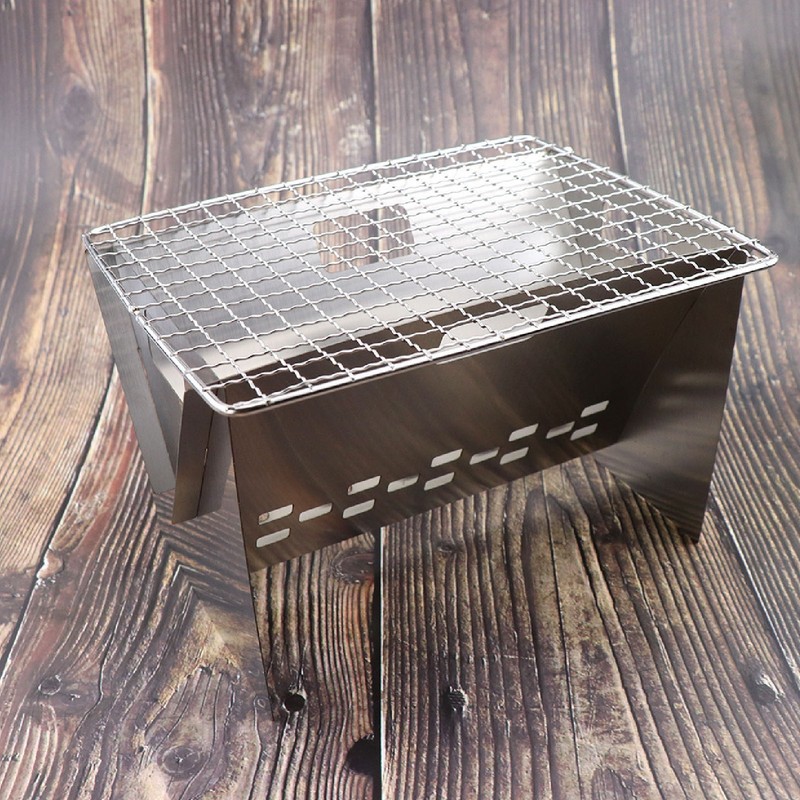 Folding Charcoal BBQ Grill Stainless Steel Mini Detachable Portable Barbecue