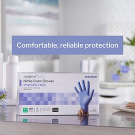 McKesson Confiderm 3.5C Nitrile Exam Gloves, Non-Sterile, Powder-Free, Blue, Medium, 200 Count, 1 Box