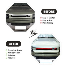 Front Grille Trim Strips For Land Rover Defender 90 110 2020-2022 Grille Trim Strips Cover Frame Car Decorations Stickers (100% Real Carbon Fiber-Red)