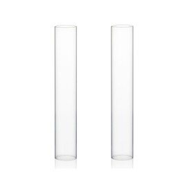 WGVI Hurricane Candle Holder Sleeve, Wide 2", Height 12", Clear Glass Cylinder Open Both Ends, Chimney Tube, Open Ended Candle Shade, 2 Pieces