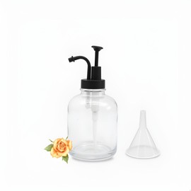 Glass Pump Soap Dispenser Kitchen Hand Soap Dispenser Sour Cream Dispenser Rustproof Stainless Steel Pump Dispenser for Kitchen Bathroom (Black)