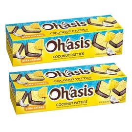 Coconut Patties Pina Colada Flavor – Chocolate Covered Coconut Candy Bars – Soft & Chewy Tropical Snack – 2 Pack – Oh!asis