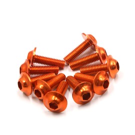 A ABSOPRO M6 x 20mm Sechskant-Kennzeichenverkleidungsschrauben für Motorräder Orange (Set mit 10 Stück)