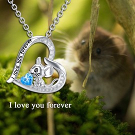 LONAGO Animal Necklace 925 Sterling Silver Cute Horse Sheep Mouse Monkey Pendant Necklace Jewellery for Women, Sterling Silver, Cubic Zirconia